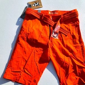 Mens shorts size 32 with belt orange